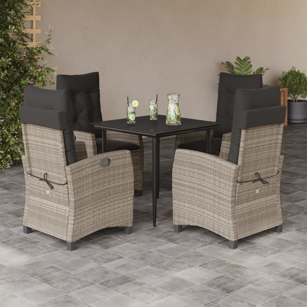 5-delige Tuinset met kussens poly rattan lichtgrijs is nu te koop bij PeponiXL, paradijselijk wonen!