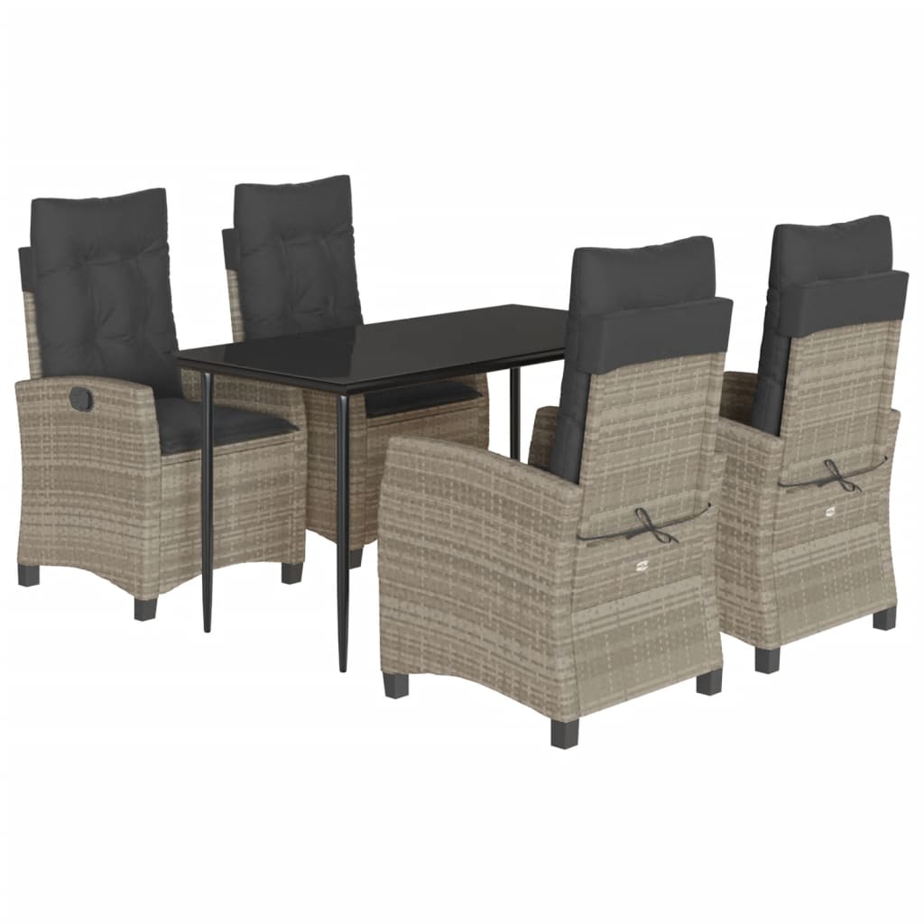 5-delige Tuinset met kussens poly rattan lichtgrijs is nu te koop bij PeponiXL, paradijselijk wonen!