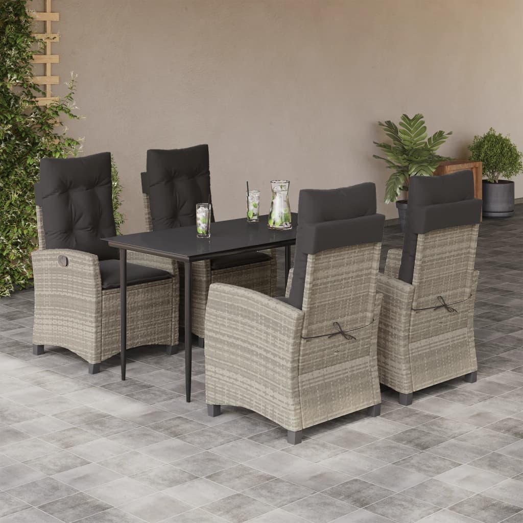 5-delige Tuinset met kussens poly rattan lichtgrijs is nu te koop bij PeponiXL, paradijselijk wonen!