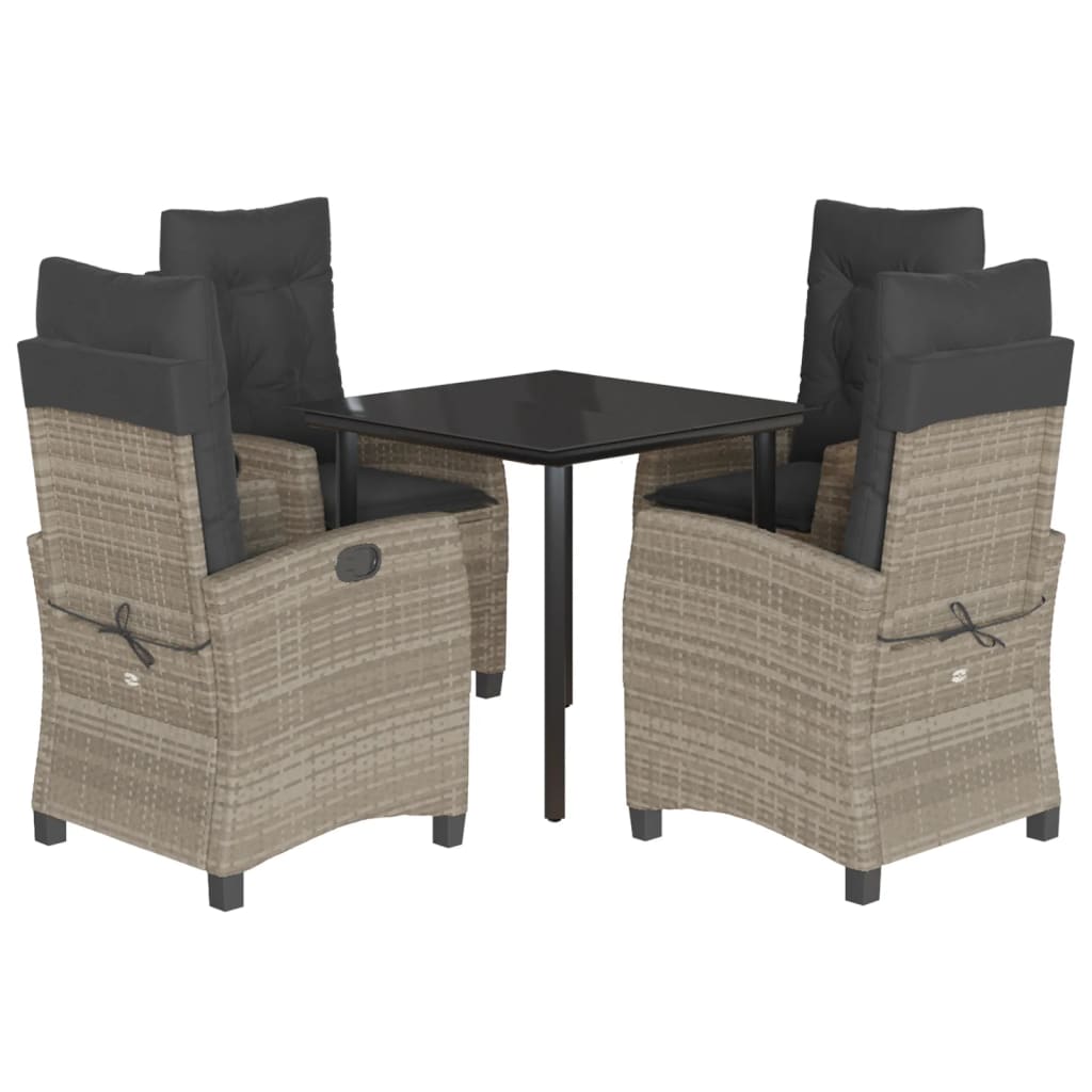 5-delige Tuinset met kussens poly rattan lichtgrijs is nu te koop bij PeponiXL, paradijselijk wonen!