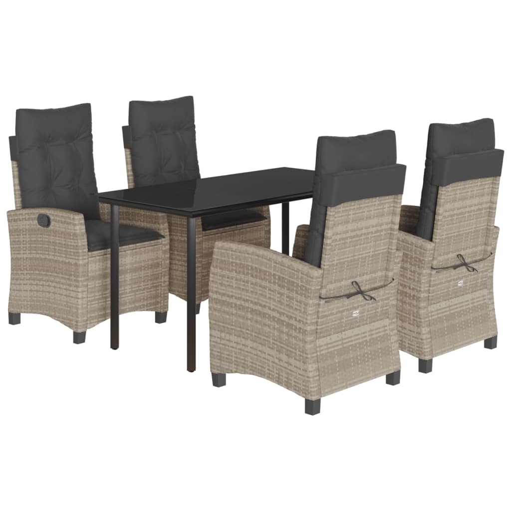 5-delige Tuinset met kussens poly rattan lichtgrijs is nu te koop bij PeponiXL, paradijselijk wonen!