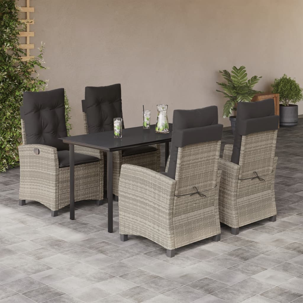 5-delige Tuinset met kussens poly rattan lichtgrijs is nu te koop bij PeponiXL, paradijselijk wonen!