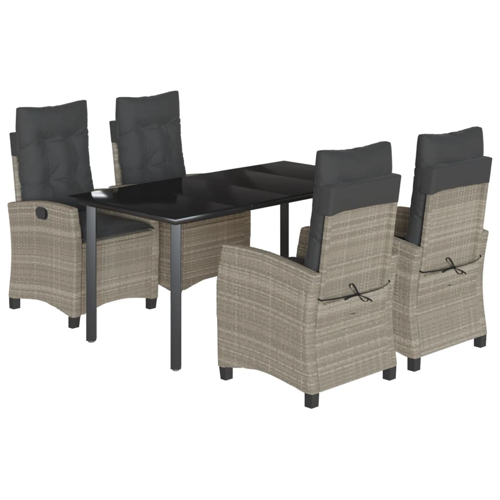 5-delige Tuinset met kussens poly rattan lichtgrijs is nu te koop bij PeponiXL, paradijselijk wonen!