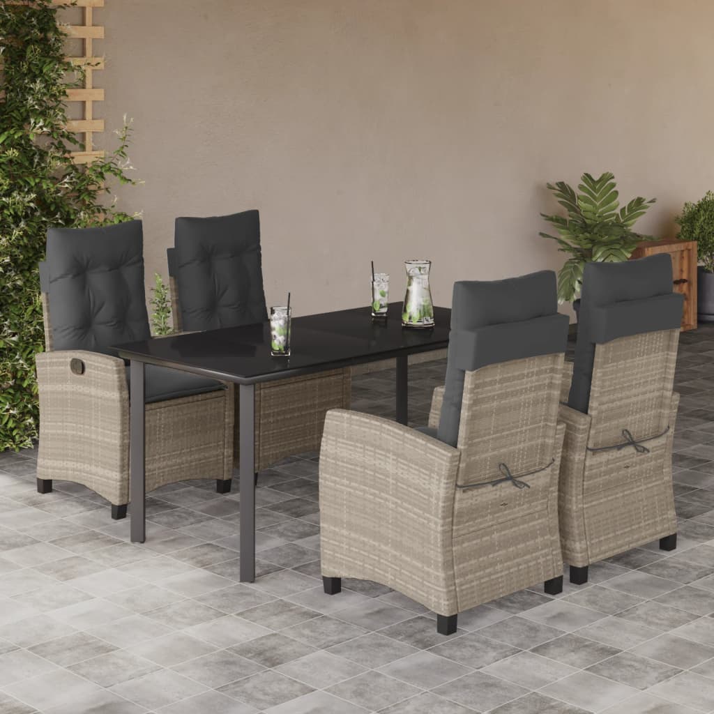 5-delige Tuinset met kussens poly rattan lichtgrijs is nu te koop bij PeponiXL, paradijselijk wonen!