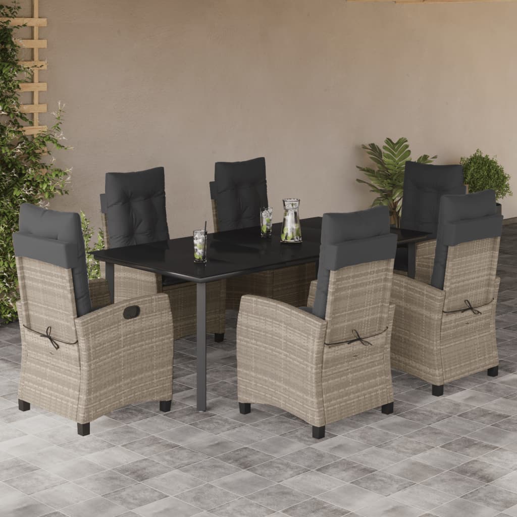 7-delige Tuinset met kussens poly rattan grijs is nu te koop bij PeponiXL, paradijselijk wonen!