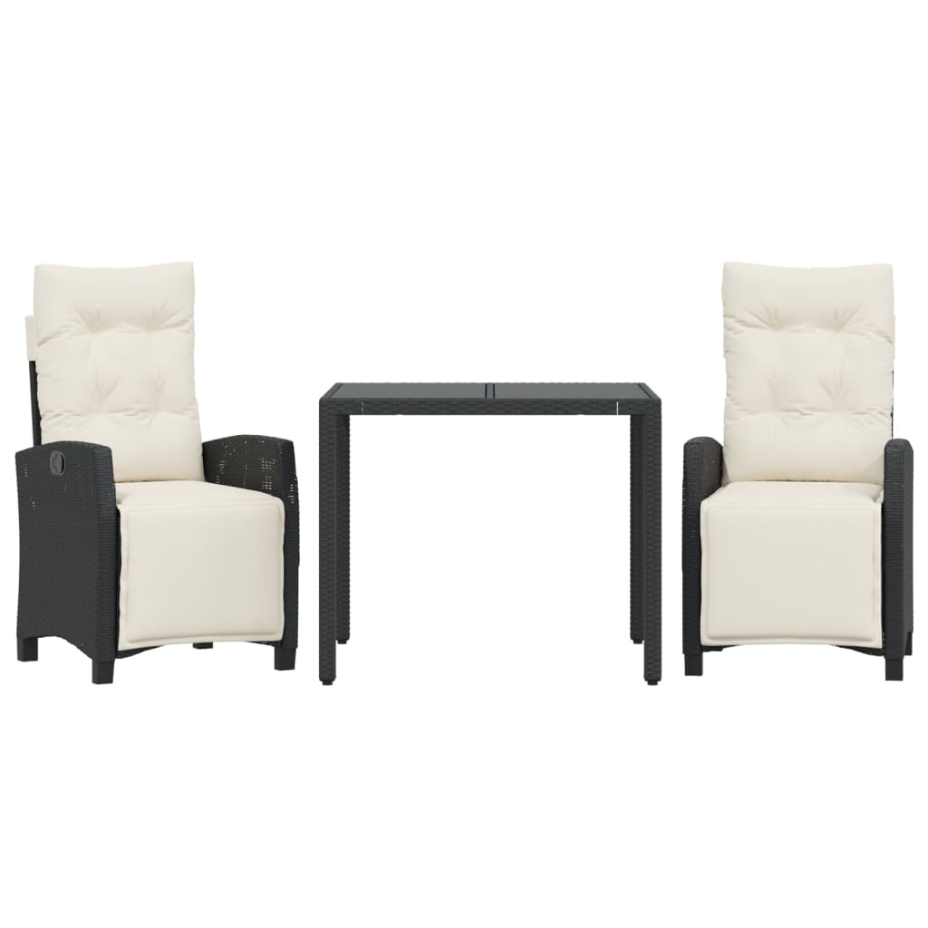 3-delige Tuinset met kussens poly rattan zwart is nu te koop bij PeponiXL, paradijselijk wonen!