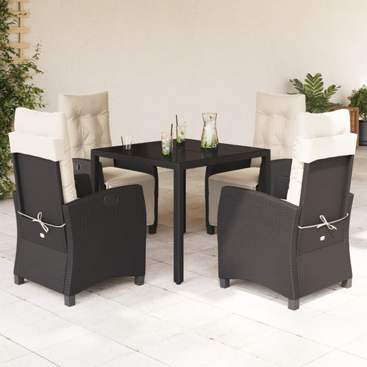 5-delige Tuinset met kussens poly rattan zwart is nu te koop bij PeponiXL, paradijselijk wonen!