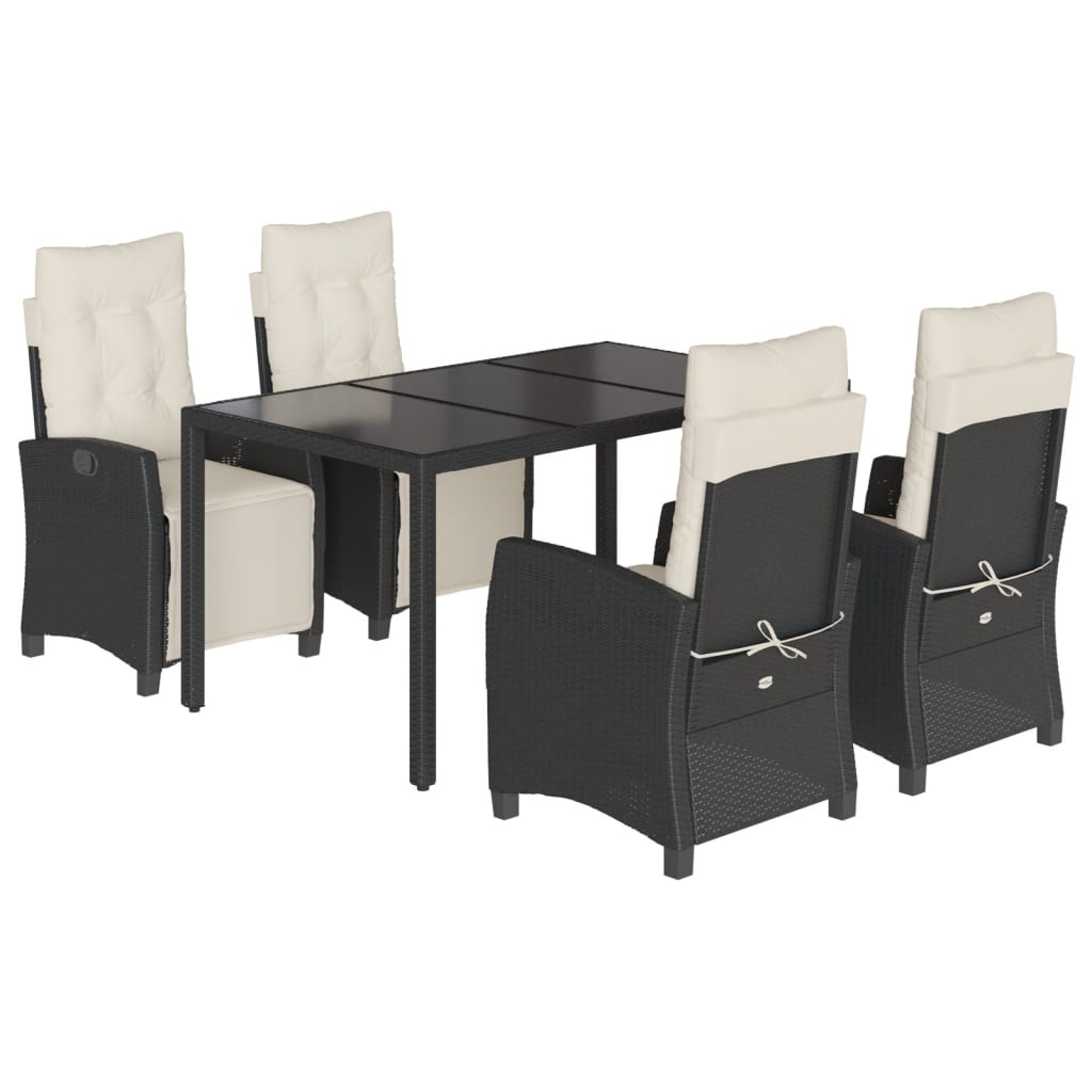 5-delige Tuinset met kussens poly rattan zwart is nu te koop bij PeponiXL, paradijselijk wonen!