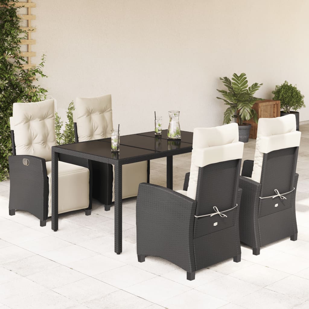 5-delige Tuinset met kussens poly rattan zwart is nu te koop bij PeponiXL, paradijselijk wonen!