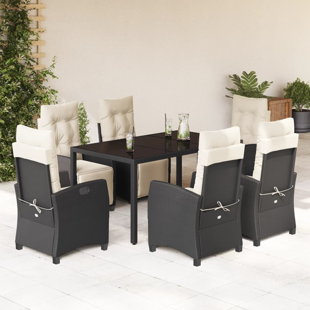 7-delige Tuinset met kussens poly rattan zwart is nu te koop bij PeponiXL, paradijselijk wonen!
