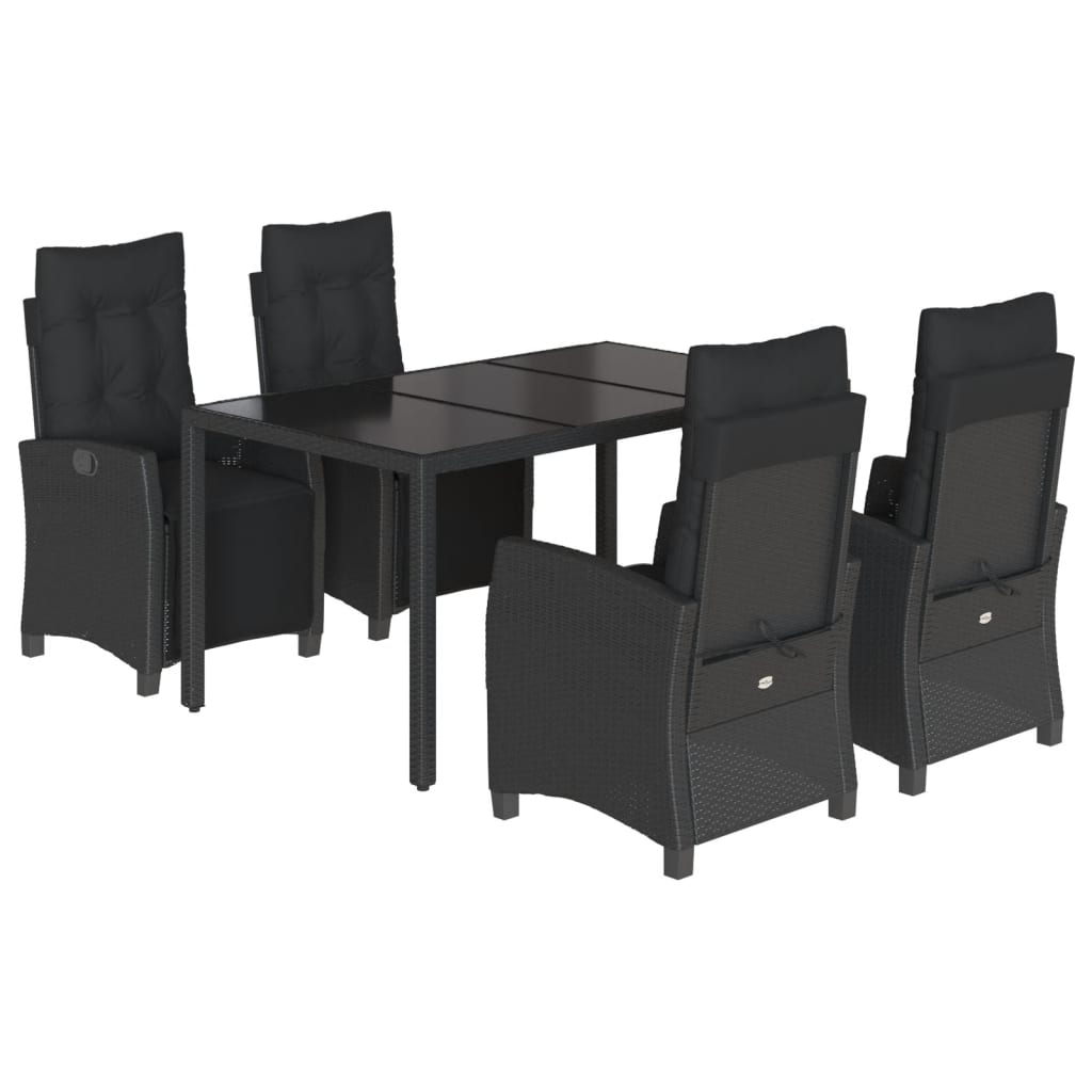 5-delige Tuinset met kussens poly rattan zwart is nu te koop bij PeponiXL, paradijselijk wonen!