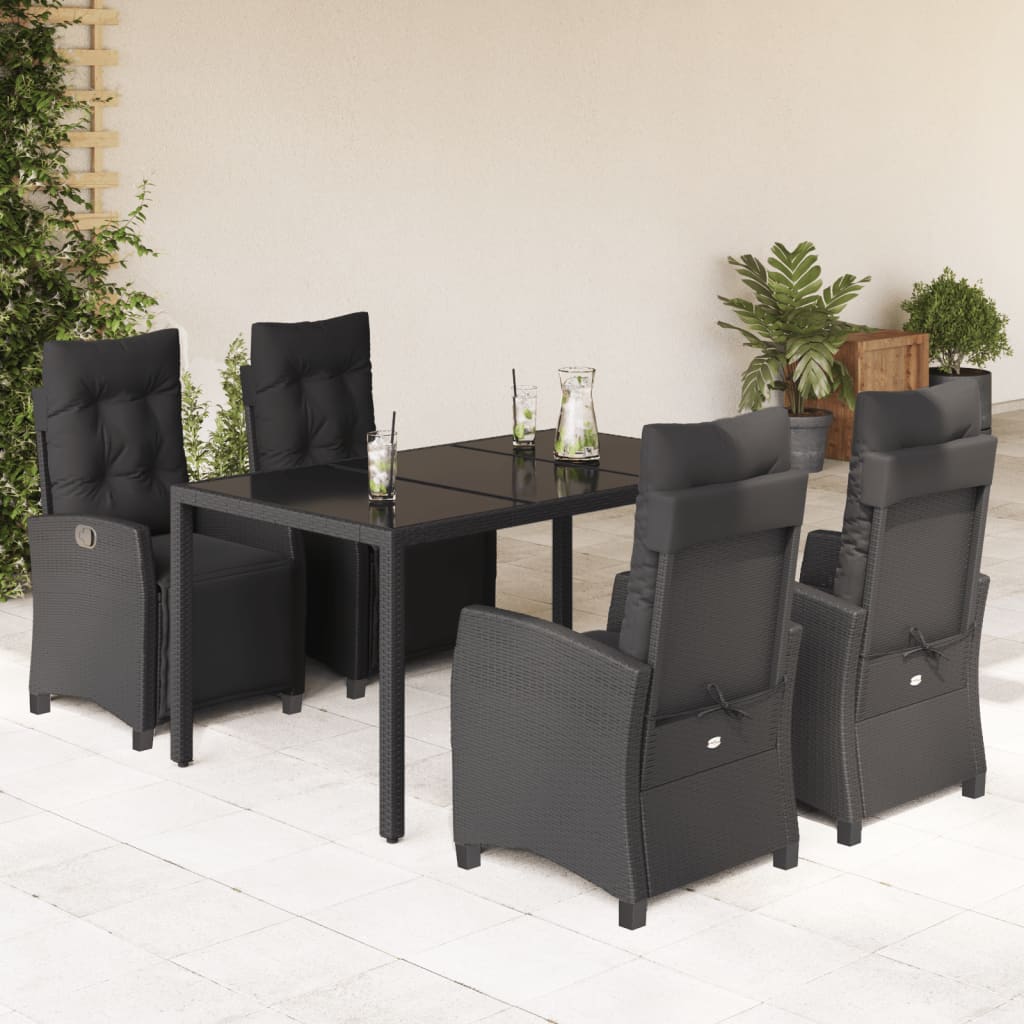 5-delige Tuinset met kussens poly rattan zwart is nu te koop bij PeponiXL, paradijselijk wonen!