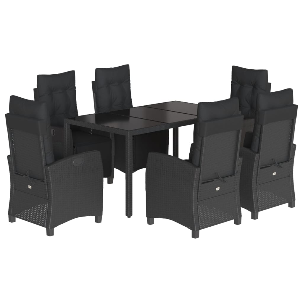 7-delige Tuinset met kussens poly rattan zwart is nu te koop bij PeponiXL, paradijselijk wonen!