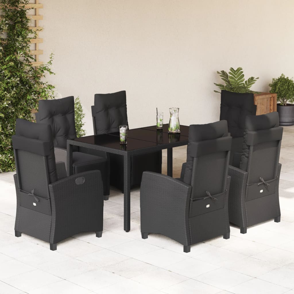7-delige Tuinset met kussens poly rattan zwart is nu te koop bij PeponiXL, paradijselijk wonen!