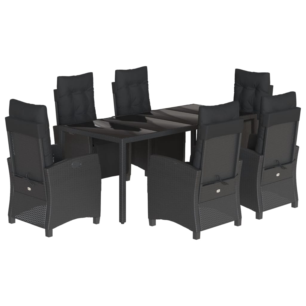 7-delige Tuinset met kussens poly rattan zwart is nu te koop bij PeponiXL, paradijselijk wonen!