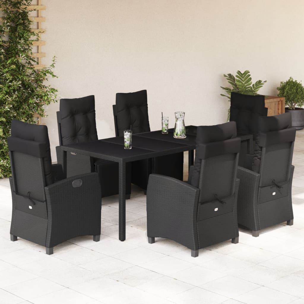 7-delige Tuinset met kussens poly rattan zwart is nu te koop bij PeponiXL, paradijselijk wonen!