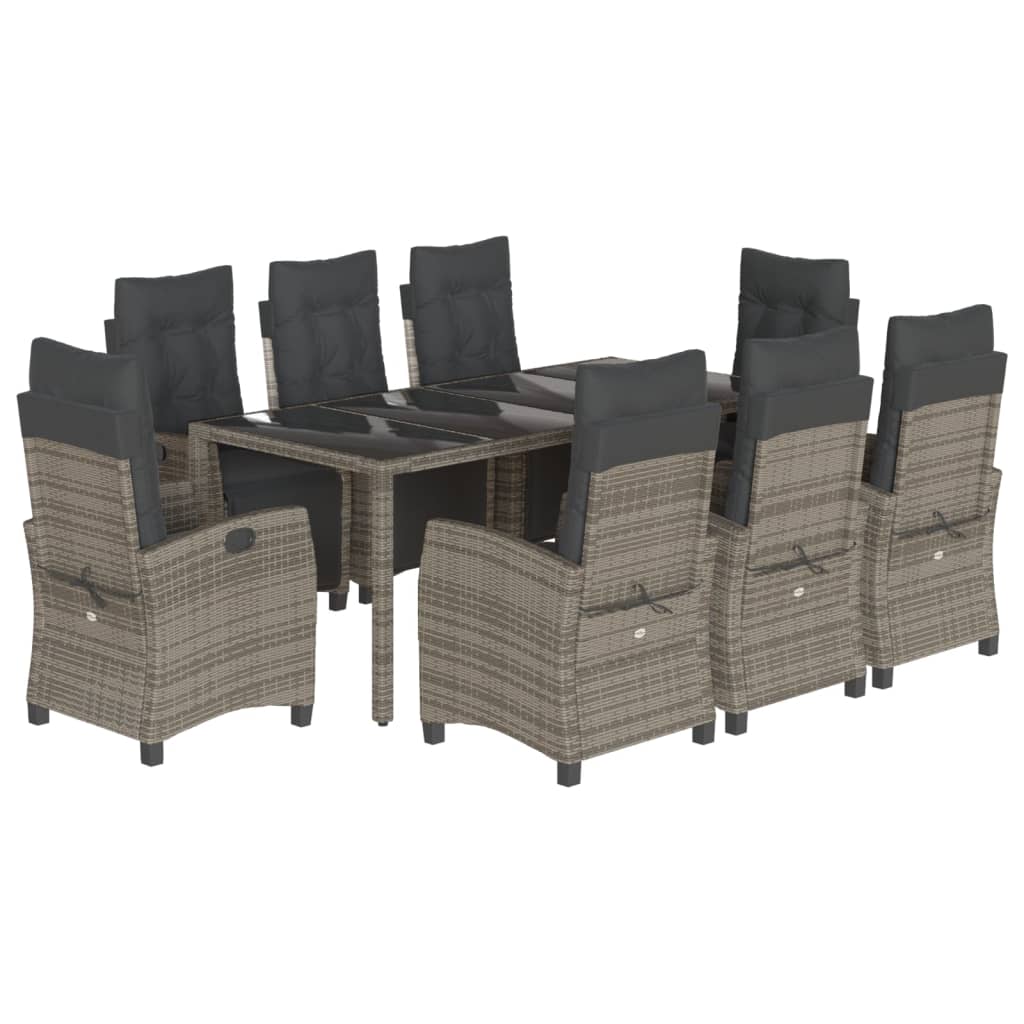 9-delige Tuinset met kussens poly rattan grijs is nu te koop bij PeponiXL, paradijselijk wonen!