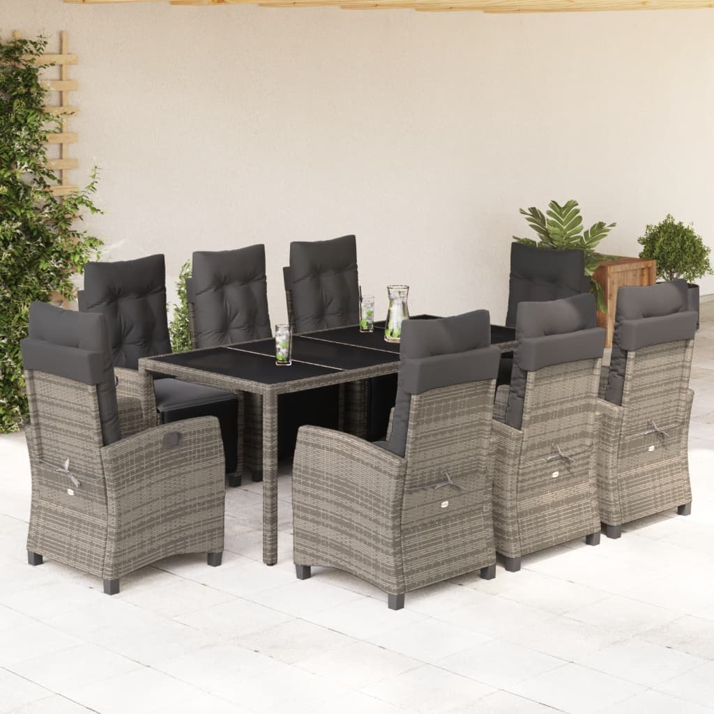 9-delige Tuinset met kussens poly rattan grijs is nu te koop bij PeponiXL, paradijselijk wonen!