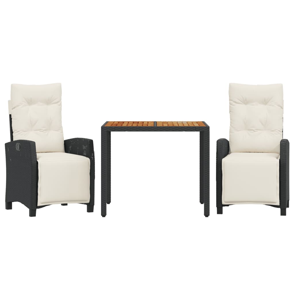 3-delige Tuinset met kussens poly rattan zwart is nu te koop bij PeponiXL, paradijselijk wonen!
