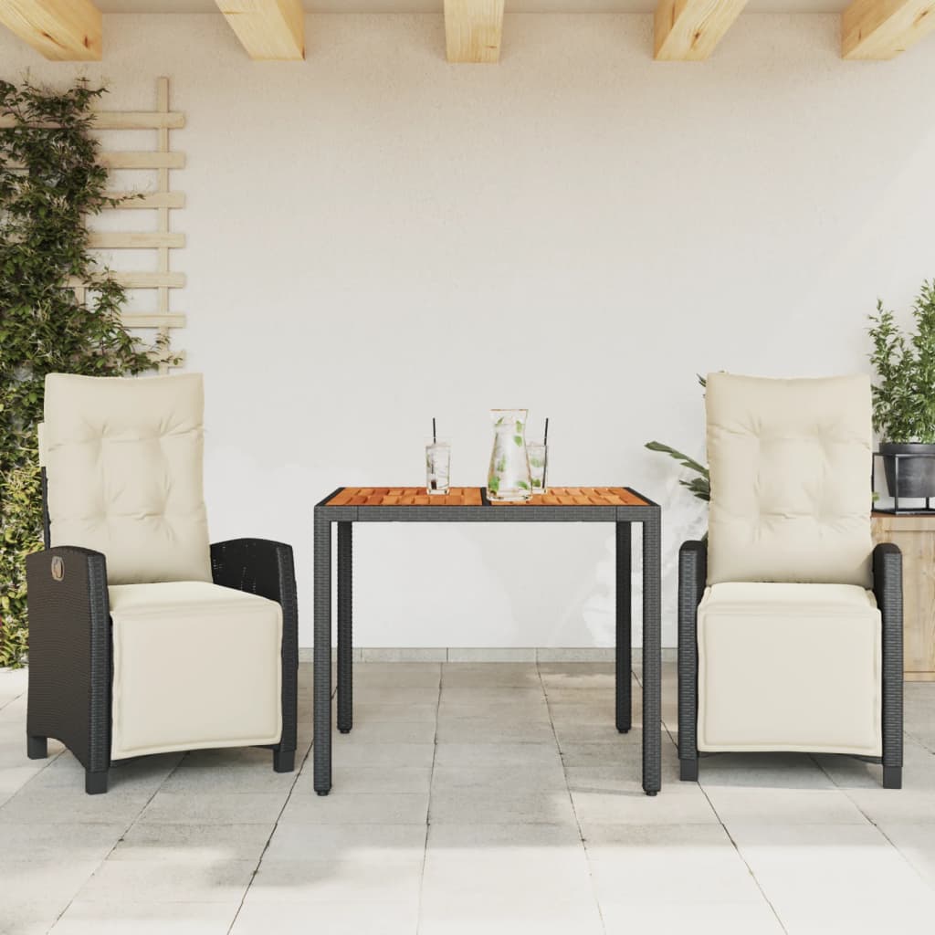 3-delige Tuinset met kussens poly rattan zwart is nu te koop bij PeponiXL, paradijselijk wonen!