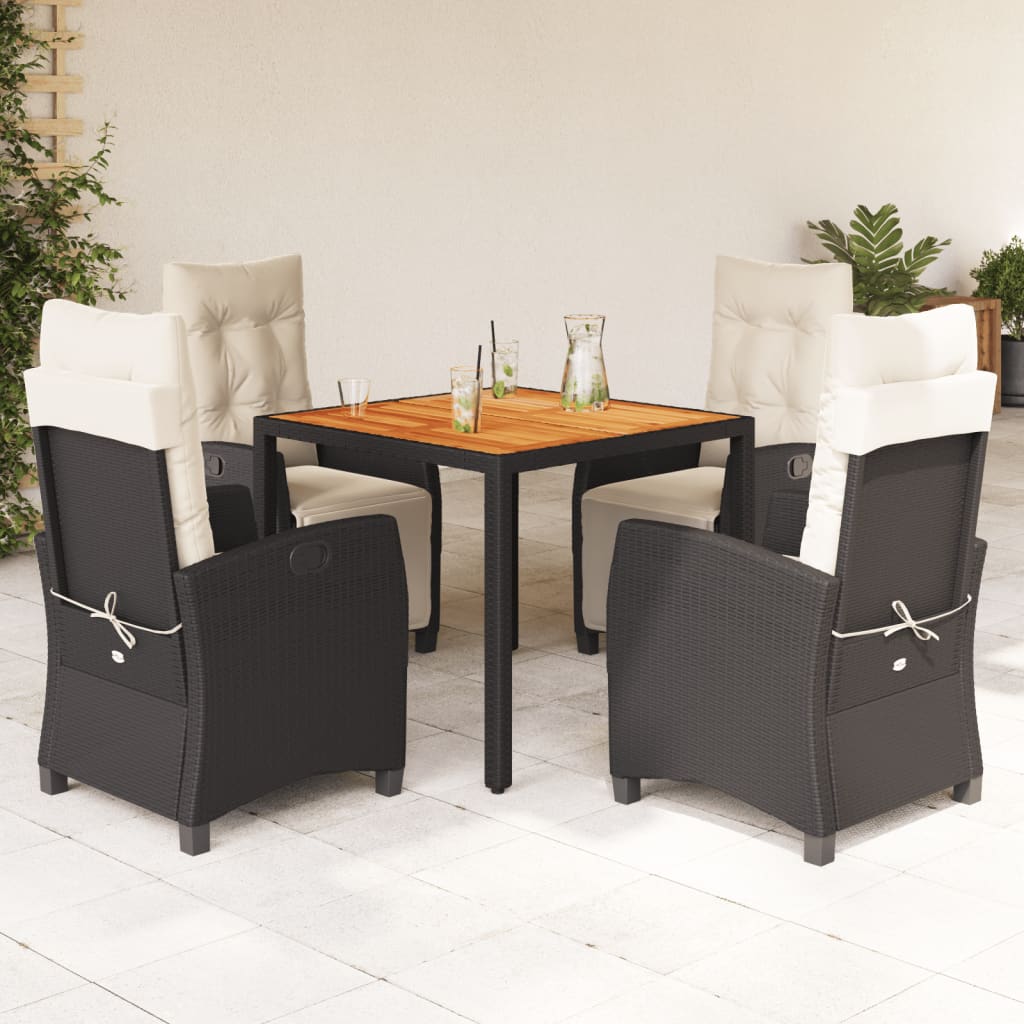 5-delige Tuinset met kussens poly rattan zwart is nu te koop bij PeponiXL, paradijselijk wonen!