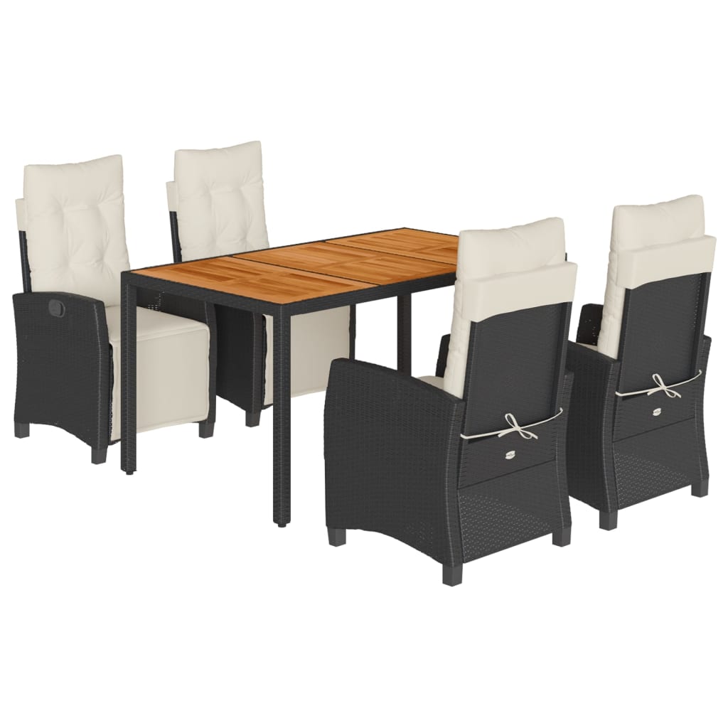 5-delige Tuinset met kussens poly rattan zwart is nu te koop bij PeponiXL, paradijselijk wonen!