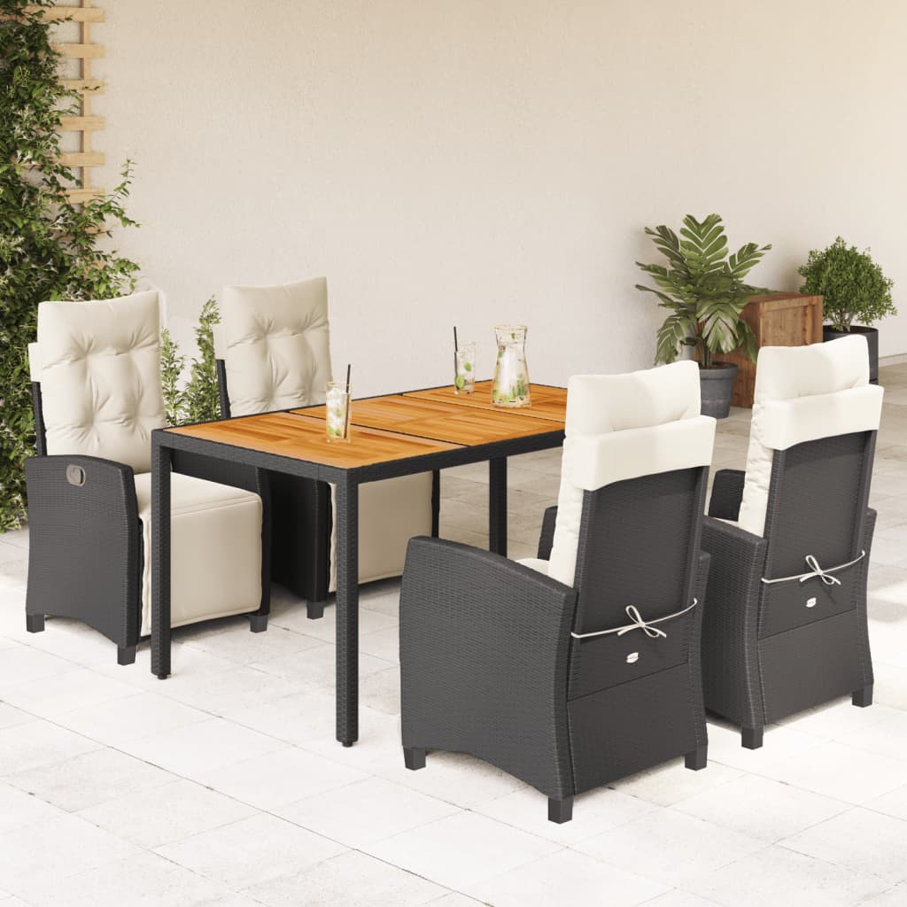 5-delige Tuinset met kussens poly rattan zwart is nu te koop bij PeponiXL, paradijselijk wonen!