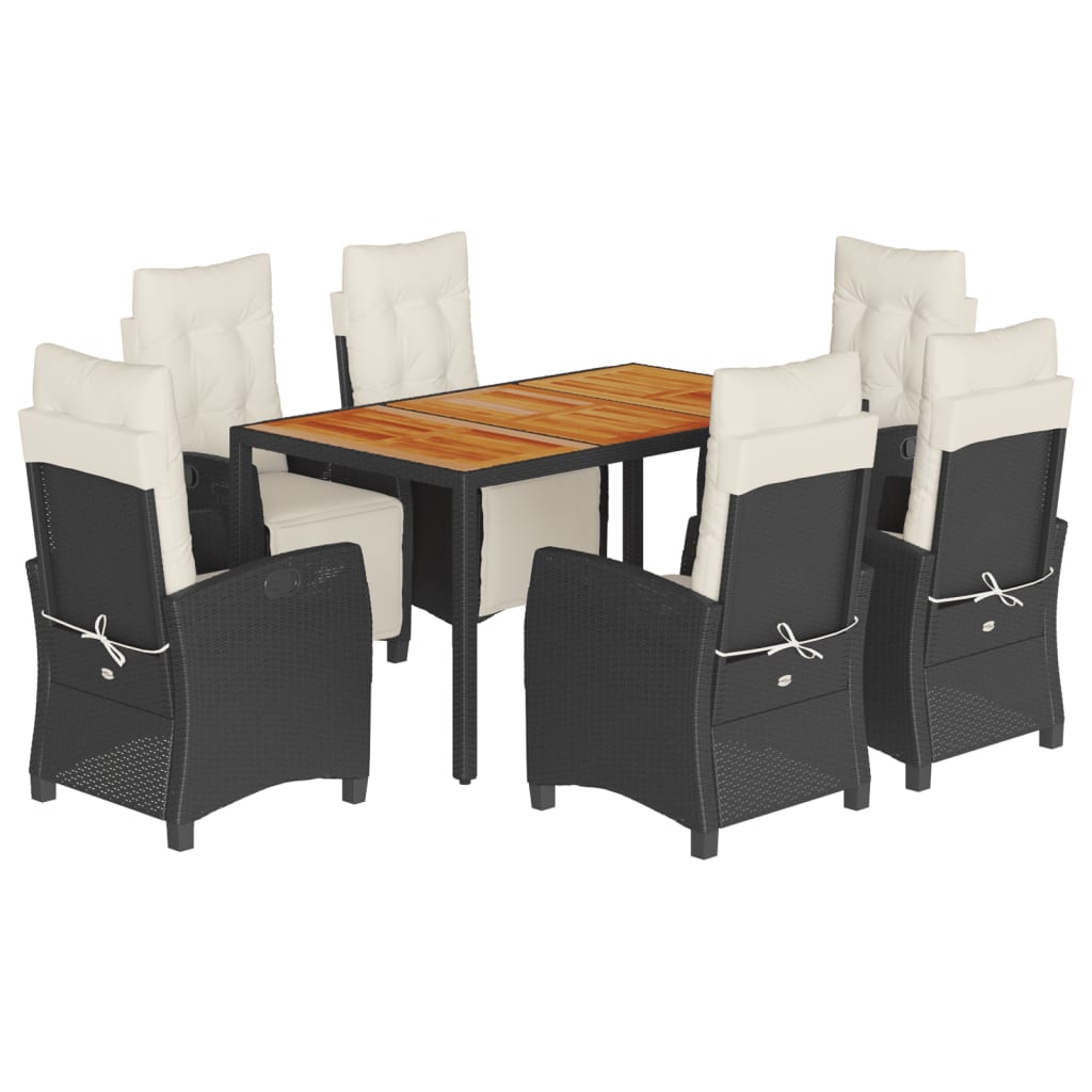 7-delige Tuinset met kussens poly rattan zwart is nu te koop bij PeponiXL, paradijselijk wonen!