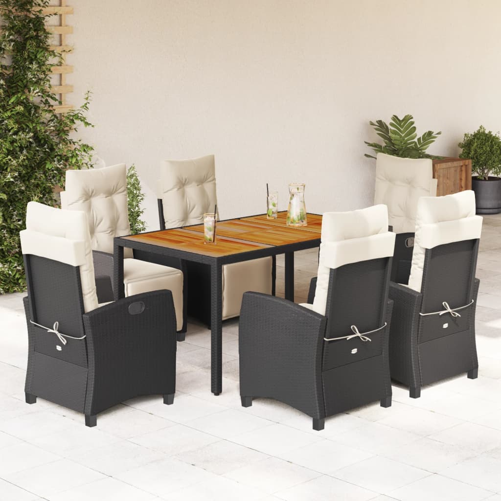 7-delige Tuinset met kussens poly rattan zwart is nu te koop bij PeponiXL, paradijselijk wonen!