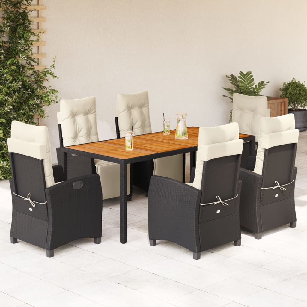 7-delige Tuinset met kussens poly rattan zwart is nu te koop bij PeponiXL, paradijselijk wonen!