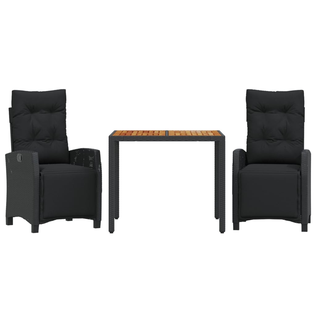 3-delige Tuinset met kussens poly rattan zwart is nu te koop bij PeponiXL, paradijselijk wonen!