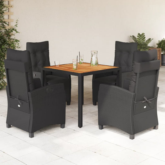 5-delige Tuinset met kussens poly rattan zwart is nu te koop bij PeponiXL, paradijselijk wonen!