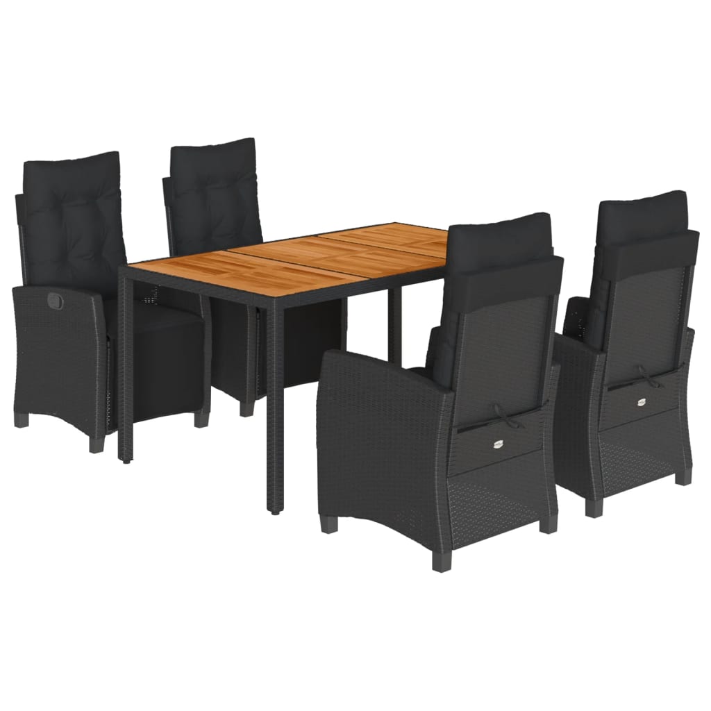 5-delige Tuinset met kussens poly rattan zwart is nu te koop bij PeponiXL, paradijselijk wonen!