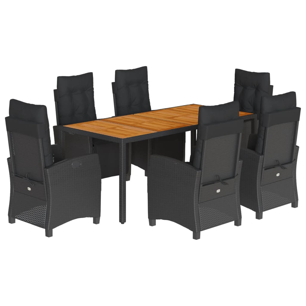 7-delige Tuinset met kussens poly rattan zwart is nu te koop bij PeponiXL, paradijselijk wonen!