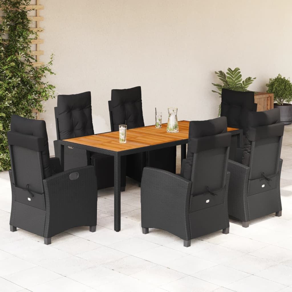 7-delige Tuinset met kussens poly rattan zwart is nu te koop bij PeponiXL, paradijselijk wonen!