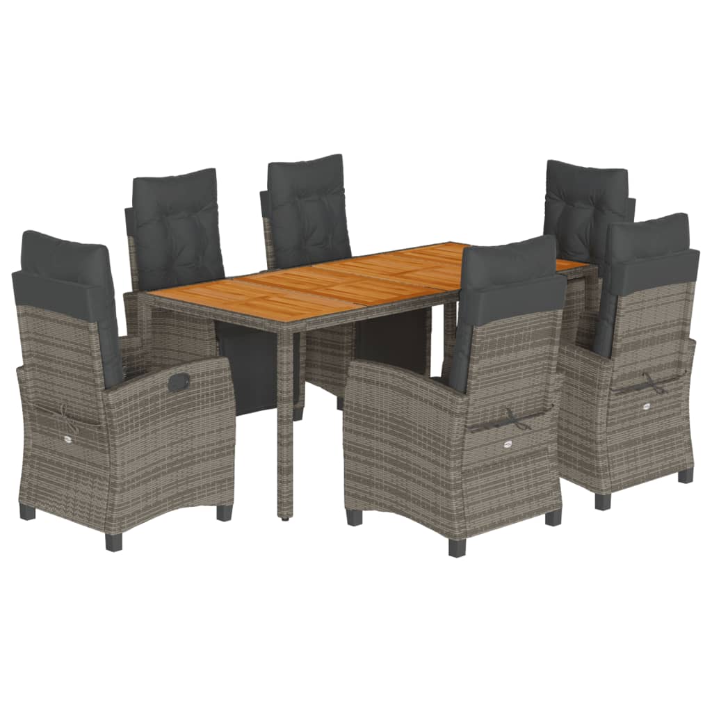 7-delige Tuinset met kussens poly rattan grijs is nu te koop bij PeponiXL, paradijselijk wonen!