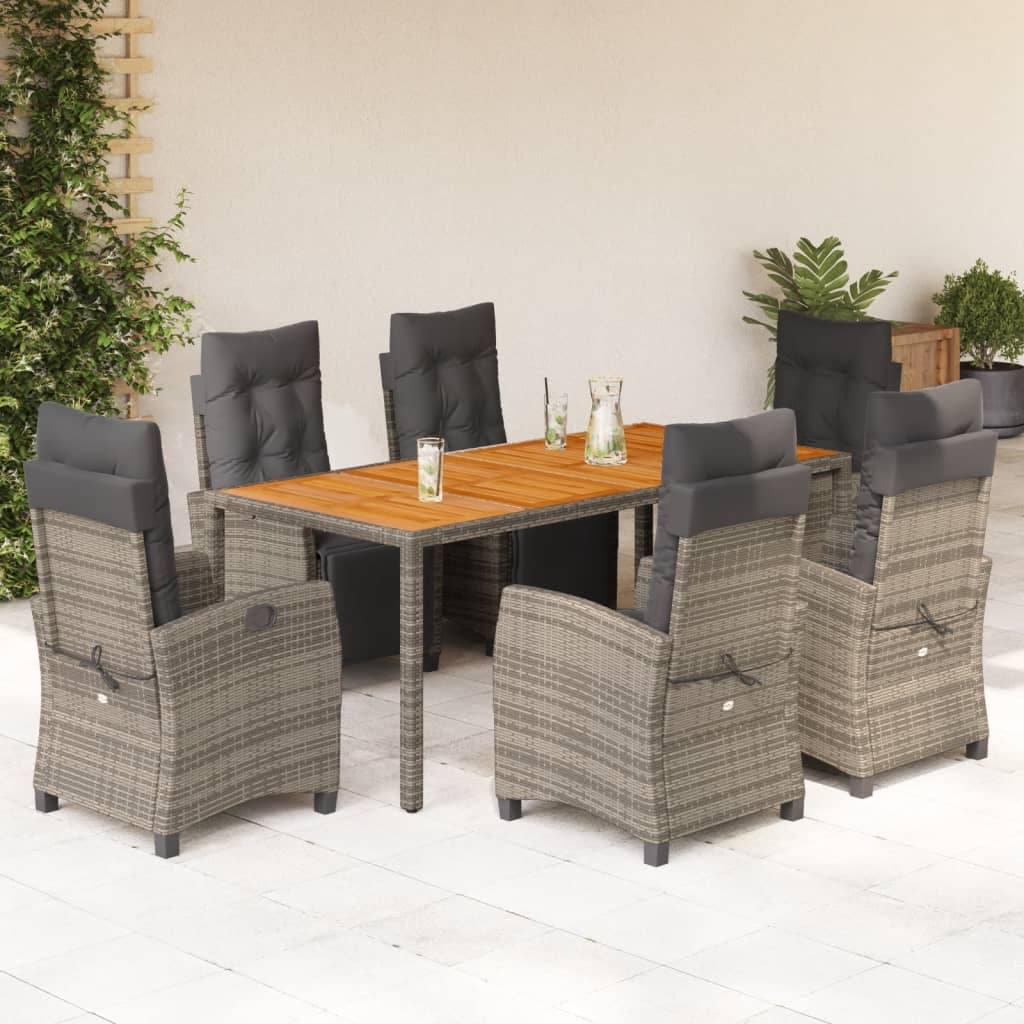 7-delige Tuinset met kussens poly rattan grijs is nu te koop bij PeponiXL, paradijselijk wonen!