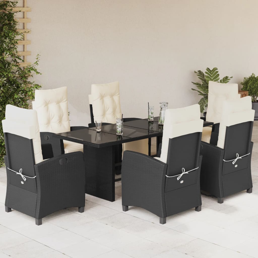 7-delige Tuinset met kussens poly rattan zwart is nu te koop bij PeponiXL, paradijselijk wonen!