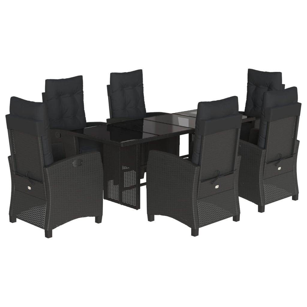 7-delige Tuinset met kussens poly rattan zwart is nu te koop bij PeponiXL, paradijselijk wonen!