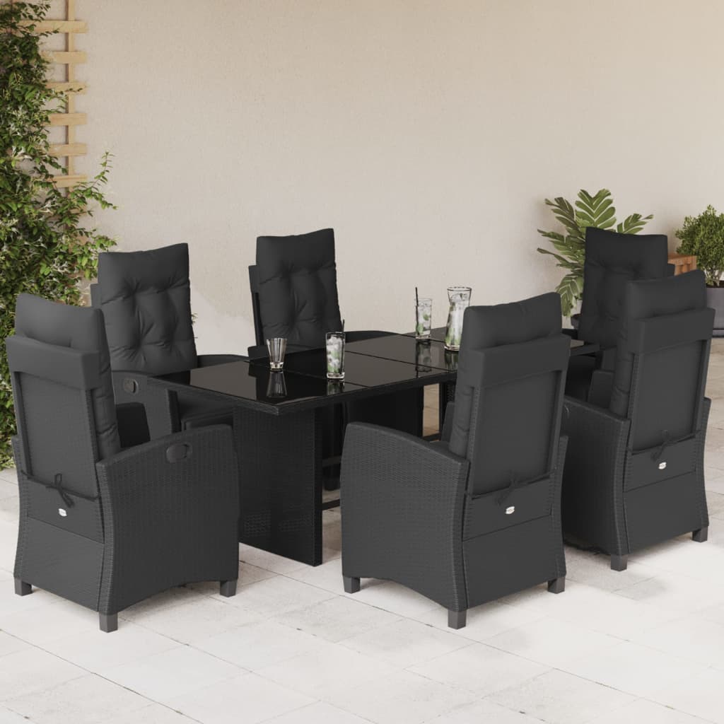 7-delige Tuinset met kussens poly rattan zwart is nu te koop bij PeponiXL, paradijselijk wonen!