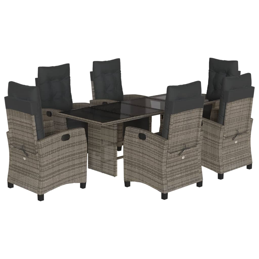7-delige Tuinset met kussens poly rattan grijs is nu te koop bij PeponiXL, paradijselijk wonen!