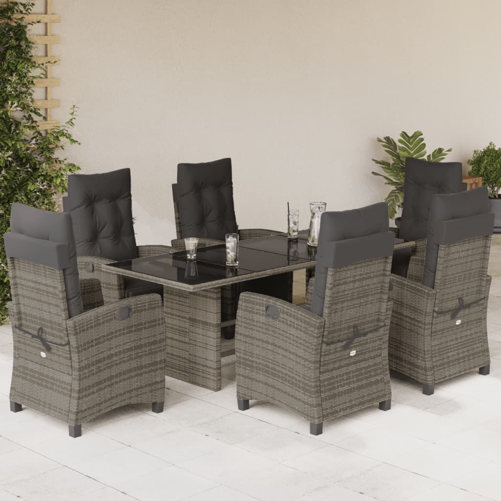 7-delige Tuinset met kussens poly rattan grijs is nu te koop bij PeponiXL, paradijselijk wonen!