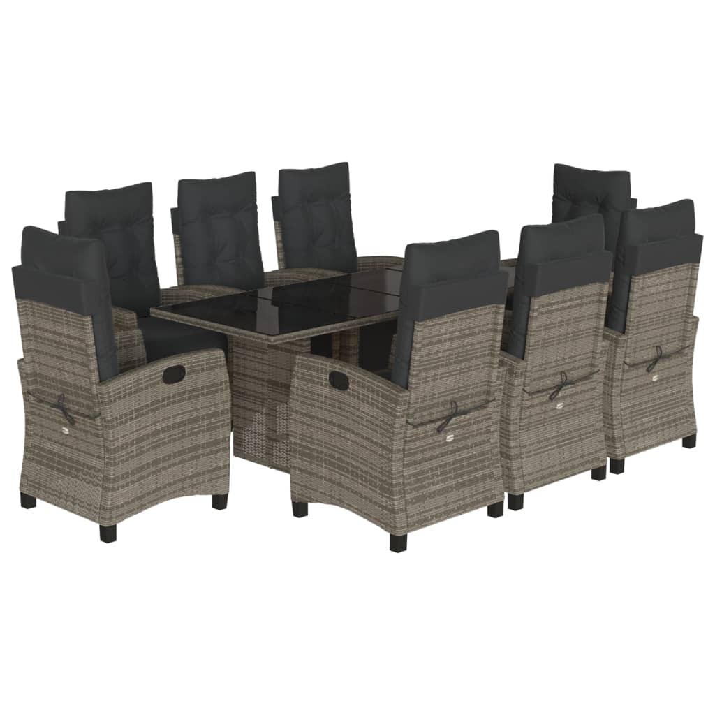 9-delige Tuinset met kussens poly rattan grijs is nu te koop bij PeponiXL, paradijselijk wonen!