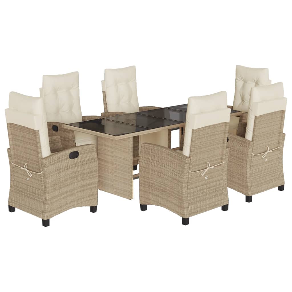 7-delige Tuinset met kussens poly rattan beige is nu te koop bij PeponiXL, paradijselijk wonen!