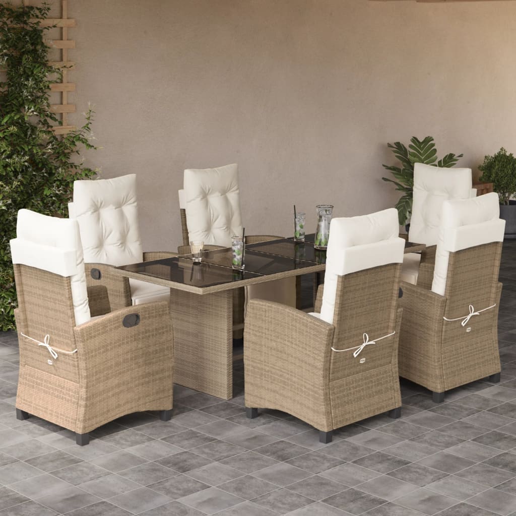 7-delige Tuinset met kussens poly rattan beige is nu te koop bij PeponiXL, paradijselijk wonen!
