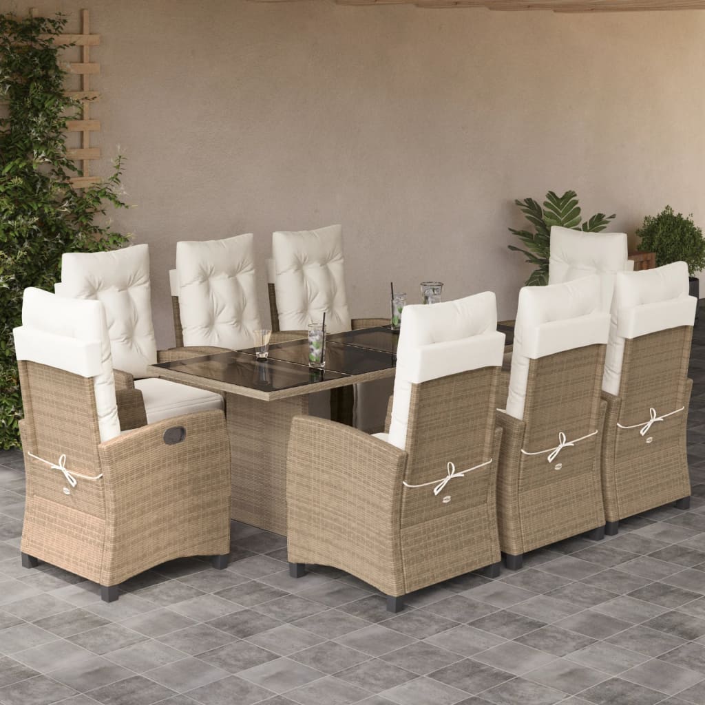 9-delige Tuinset met kussens poly rattan beige is nu te koop bij PeponiXL, paradijselijk wonen!