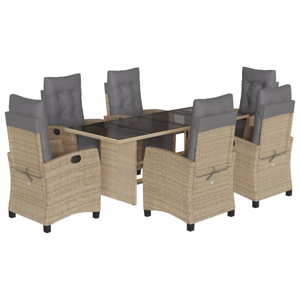 7-delige Tuinset met kussens poly rattan gemengd beige is nu te koop bij PeponiXL, paradijselijk wonen!