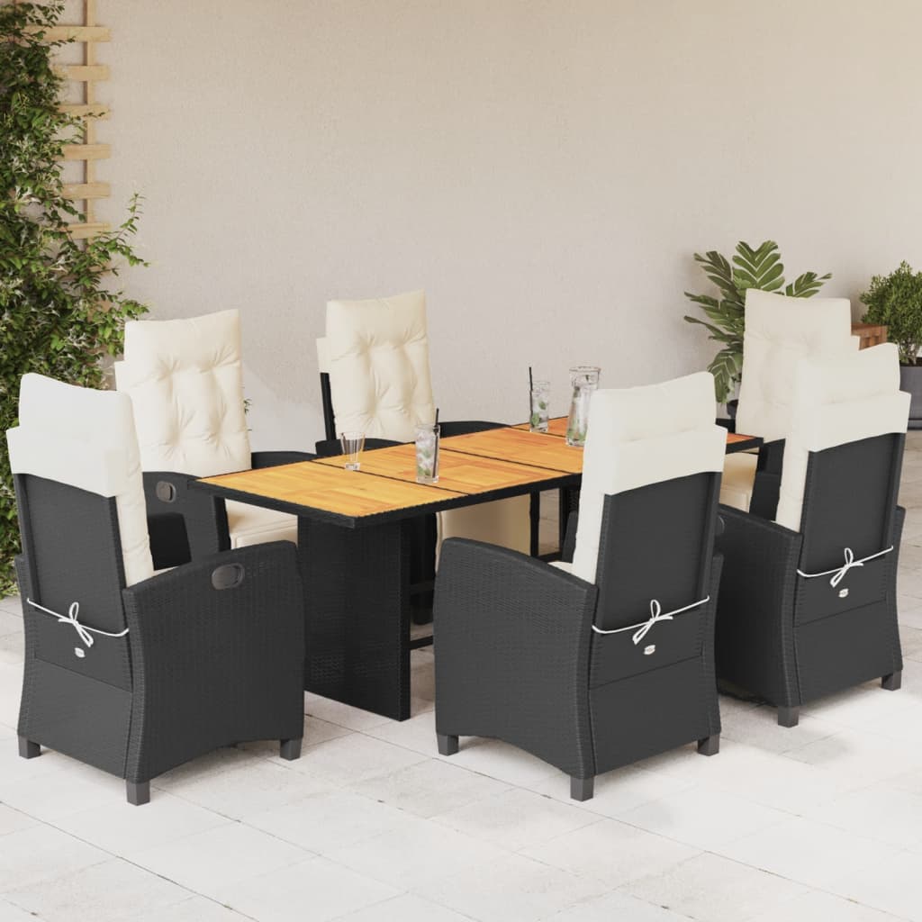 7-delige Tuinset met kussens poly rattan zwart is nu te koop bij PeponiXL, paradijselijk wonen!