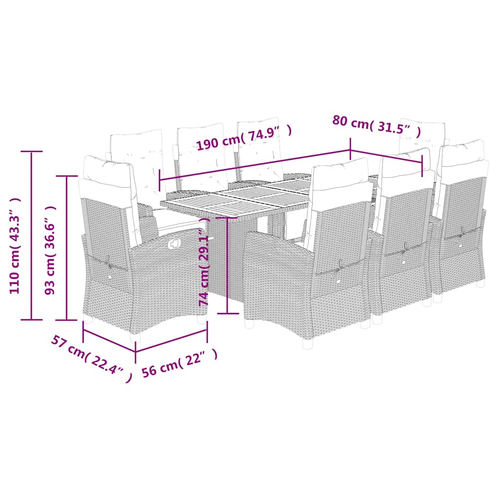 9-delige Tuinset poly rattan zwart is nu te koop bij PeponiXL, paradijselijk wonen!