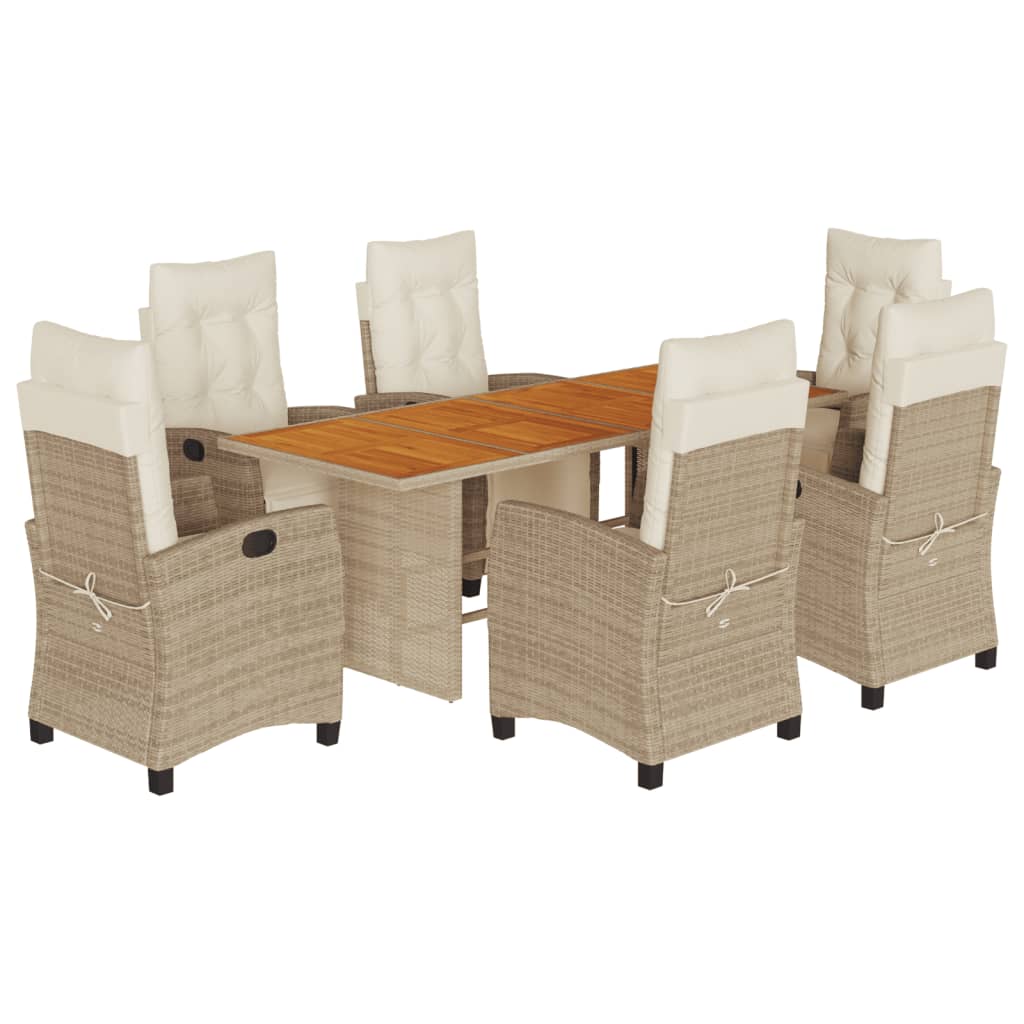 7-delige Tuinset met kussens poly rattan gemengd beige is nu te koop bij PeponiXL, paradijselijk wonen!
